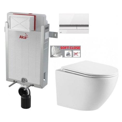 ALCADRAIN Renovmodul předstěnový instalační systém s bílým/ chrom tlačítkem M1720-1 + WC INVENA  AKCE/SET/ALCA
