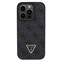 Zadní kryt Guess PU 4G Strass Triangle Metal Logo pro Apple iPhone 15 Pro, black