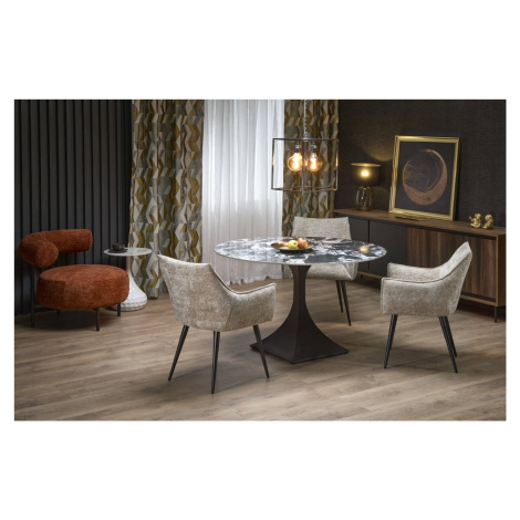 Kulatý stůl Manuel černý mramor / černý - Halmar