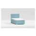 Světle modrá čalouněná jednolůžková postel s úložným prostorem s roštem 80x200 cm Bunny – Ropez