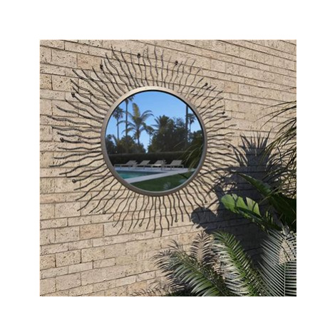 Zahradní nástěnné zrcadlo zářící slunce 80 cm černé SHUMEE