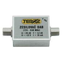 Anténní zesilovač Teroz 404X, DAB, G20dB, F1,2dB, U98dBμV, F-F