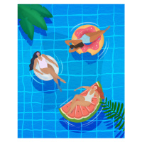 Ilustrace Pool Ladies, Petra Lizde, 30x40 cm