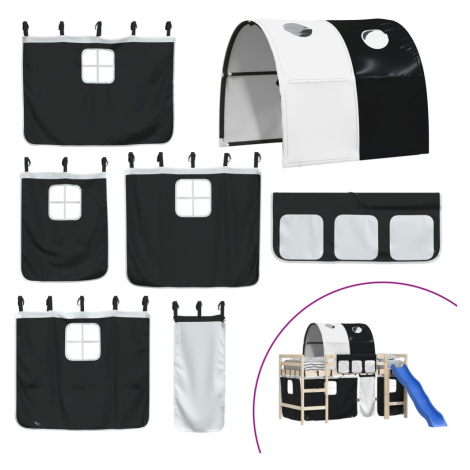 vidaXL Závěsy na patrovou postel s tunelem bílé a černé polyester