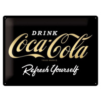 Plechová cedule Coca-Cola - Logo Gold, (40 x 30 cm)