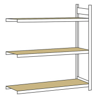 SCHULTE Širokorozpěťový regál, s dřevotřískovou deskou, výška 2000 mm, rozpětí 1500 mm, přístavn