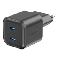 Swissten síťový adaptér GaN 2x USB-C 20W Power Delivery černý