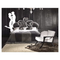 Estila Luxusní manželská postel Alegro s ozdobným stříbrným kovovým rámem s koženou výplní 180x2