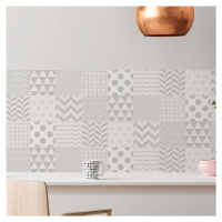 Sada 9 nástěnných samolepek Ambiance Cement Tiles Scandinavian Finnish, 10 x 10 cm