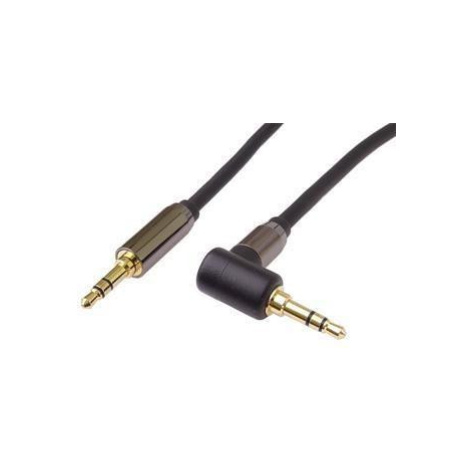 PremiumCord HQ stíněný kabel stereo Jack 3.5mm - Jack 3.5mm zahnutý 90°, 3m