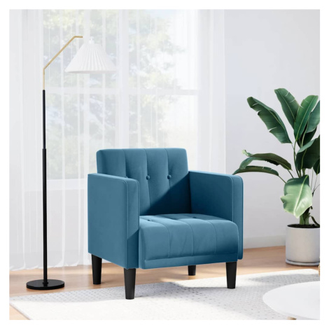 vidaXL Rozkládací křeslo s područkami, modré, 53 cm, samet