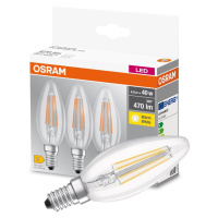 3PAK LED žárovka LED E14 B35 4W = 40W 470lm 2700K Teplá 300° Filament OSRAM