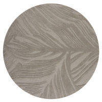 Flair Rugs koberce Kusový koberec Solace Lino Leaf Grey kruh Rozměry koberců: 160x160 (průměr) k