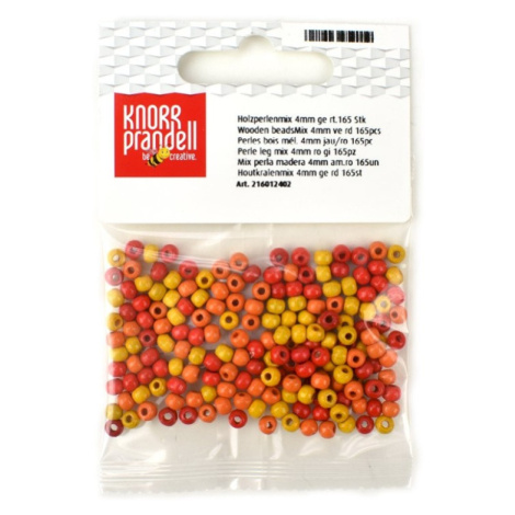 Dřevěné korálky 4 mm, žluto-červený mix, 165 ks