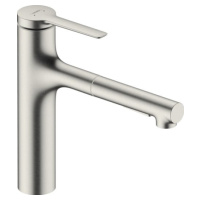 Dřezová baterie Hansgrohe Zesis M33 s vytahovací sprškou, 2 proudy nerez 74822800