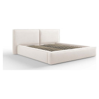 Béžová čalouněná dvoulůžková postel s úložným prostorem a roštem 180x200 cm Arendal – Cosmopolit