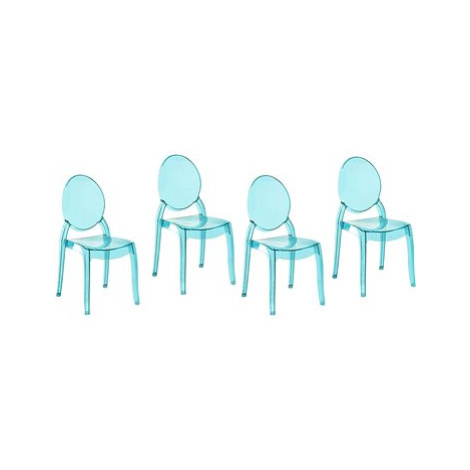 Sada 4 jidelních průhledných plastových židlí v modré barvě MERTON, 125171 BELIANI