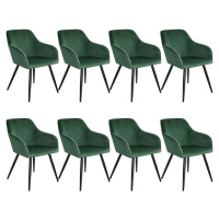 tectake 404029 8x židle marilyn sametový vzhled černá - tmavě zelená/černá - tmavě zelená/černá