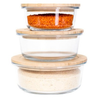 Siguro Sada dóz na potraviny Glass Seal Bamboo 0,4 l + 0,6 l + 0,95 l, 3 ks