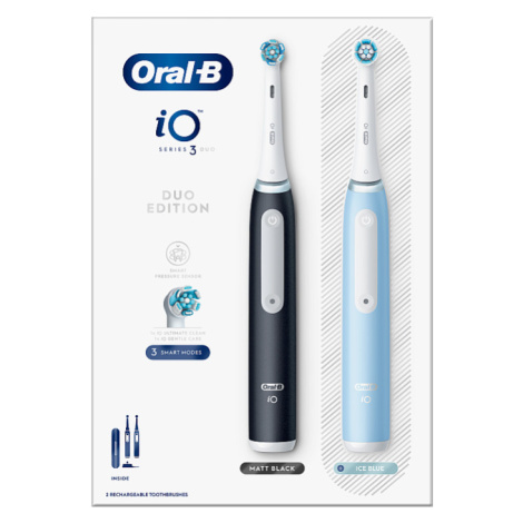 Oral-B iO 3 Black & Blue, Elektrické Zubní Kartáčky, Design Braun