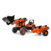 Traktor šlapací Kubota M7171 s valníkem a přední lžící oranž s vlečkou