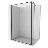 MEXEN/S Kioto Sprchová zástěna WALK-IN 90 x 30 cm, černý vzor, černá 800-090-212-70-70-030