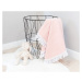 Baby Nellys Luxusní jednovrstvá mušelínová deka BOHO s třásněmi, 70 x 100 cm, růžová