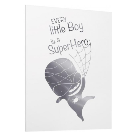 Dětský bílý plakát se zrcadlovou grafikou stříbrného Spidermana