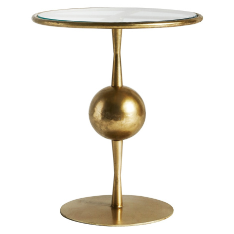 Art-deco designový kulatý příruční stolek Terrie do obývacího pokoje z kovu ve zlaté barvě se sk