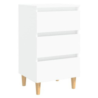 SHUMEE Noční stolek s masivními dřevěnými nohami bílý 40 × 35 × 69 cm, 805887