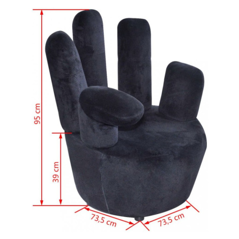 Křeslo ve tvaru ruky samet Dekorhome Černá,Křeslo ve tvaru ruky samet Dekorhome Černá vidaXL