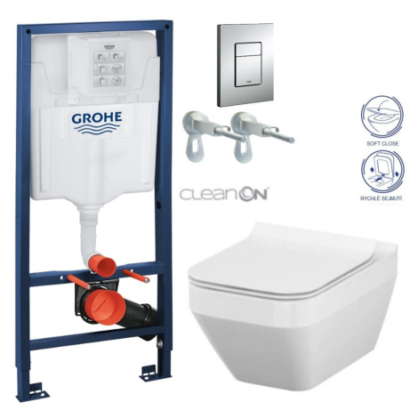 Rapid SL pro závěsné WC 38528SET s chromovou deskou + WC CERSANIT CLEANON CREA čtverec + SEDÁTKO GROHE