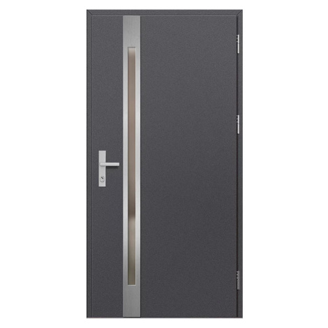 Ocelové vchodové dveře LANGEN 1 - Hladký Antracit (krupicová struktura), 80 / 207,5 cm, P ERKADO