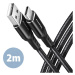 AXAGON BUCM-AM20AB, HQ kabel USB-C <-> USB-A, 2m, USB 2.0, 3A, ALU, oplet, černý