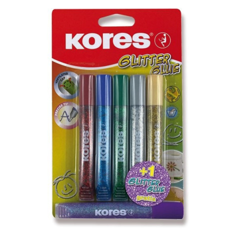 Dekorační lepidlo Glitter Glue 5 barev 5 x 10 5 ml blistr KORES