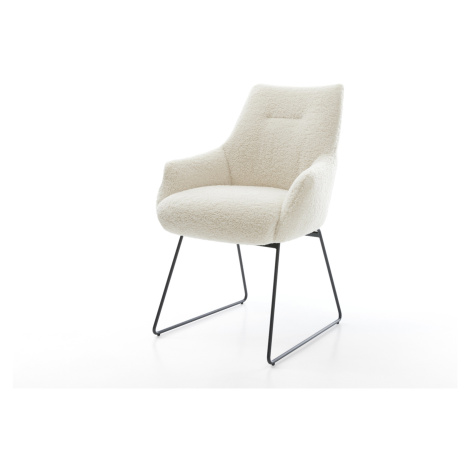 DELIFE Jídelní židle Alja-Flex s područkami plyšový manšestr béžová tenká podnož černá taštičkov