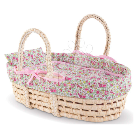 Proutěný košík s přikrývkou a polštářem Braided Basket Floral Corolle pro 36–42 cm panenku