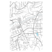 Mapa Zlin white, 26.7x40 cm