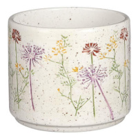 Květináč kulatý dekor květy keramika bílá 13,5cm