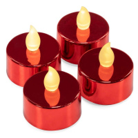 Nexos 75652 Dekorativní sada 4 LED čajových svíček na baterie, červené