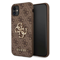 Guess GUHCN614GMGBR hard silikonové pouzdro iPhone 11/XR brown 4G kovové logo