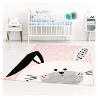 Kouzelný dětský růžový koberec pro holčičku zajíček Šířka: 120 cm | Délka: 160 cm