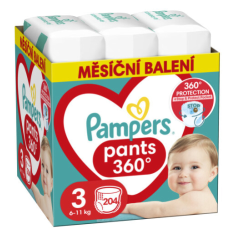 Pampers Pants Kalhotkové plenky velikost 3 6-11kg měsíční balení 204 ks