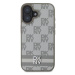 DKNY PU Leather Checkered Pattern and Stripe Zadní Kryt pro iPhone 16 Beige