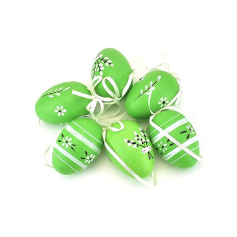 DOMMIO Velikonoční vajíčka malovaná, zelená, 6 ks, 6 × 4 cm