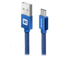 Swissten 71521108 USB 2.0 typ A na C, USB 2.0, zástrčka A - zástrčka C, opletený, 0,2m, modrý