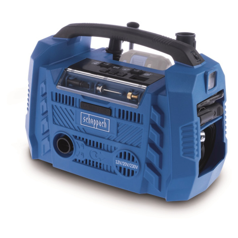 Scheppach Air Force 6 - hybridní kompresor (20 V aku / 12 V / 230 V)