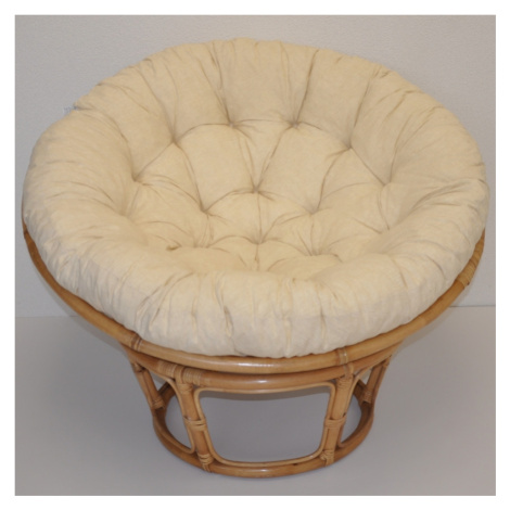 Papasan LUISA — ratan, látka, ⌀110 cm, bílá / více barev Béžový melír