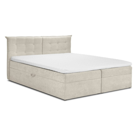 Béžová boxspring postel s úložným prostorem 200x200 cm Echaveria – Mazzini Beds Mazzini Sofas