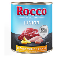 Rocco Junior 6 x 800 g - hovězí s kuřecím a bramborami